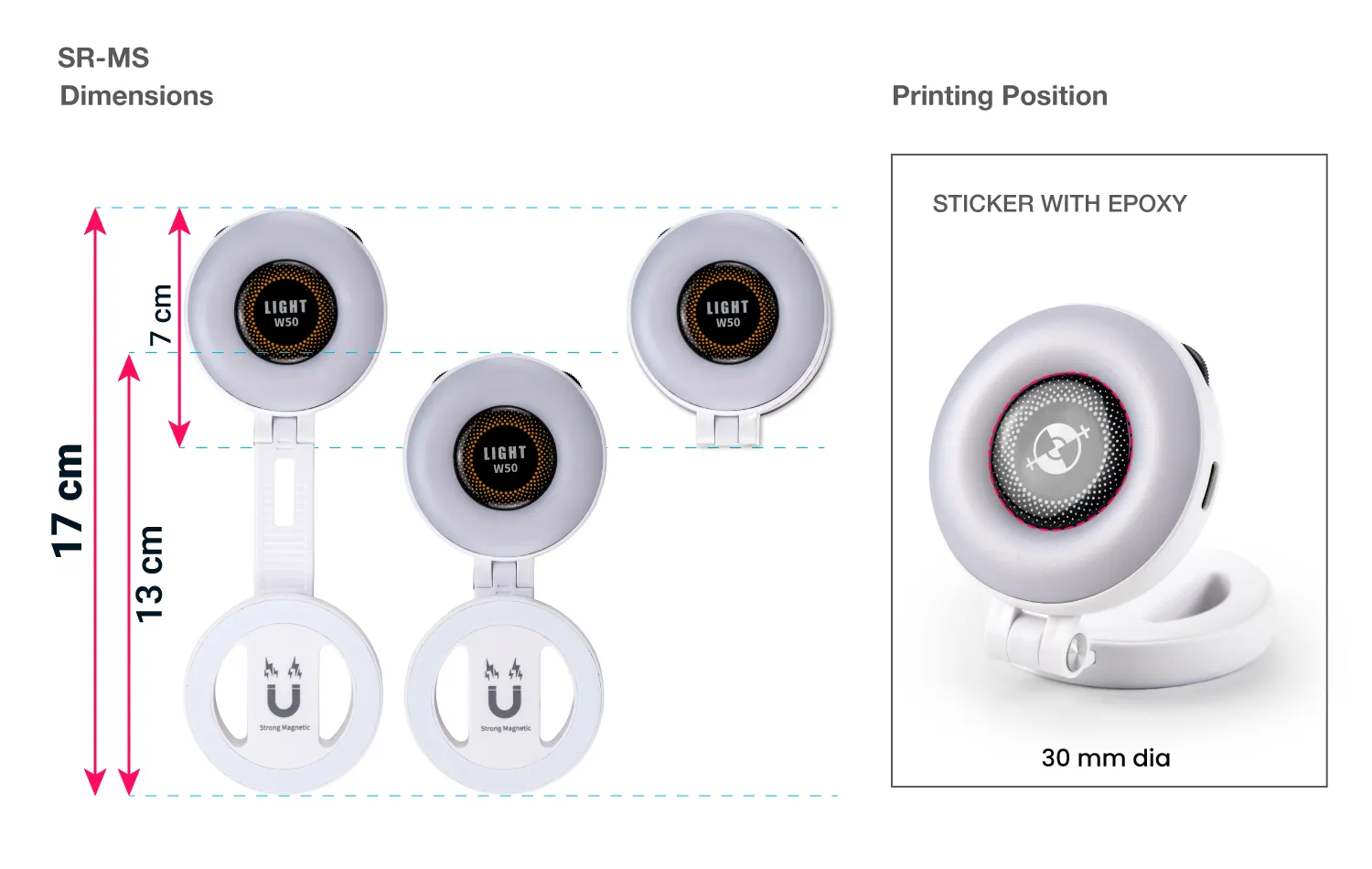 Pocket Selfie Ring Light Printing Details