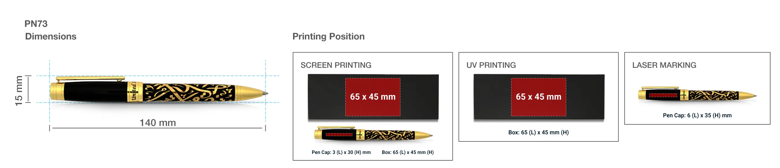 Emirati Prestige Metal Pens Printing Details