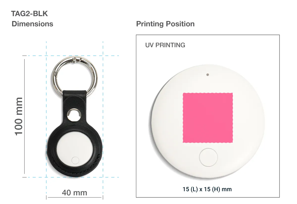Smart Anti-Loss Tracker with PU Keychain Printing Details