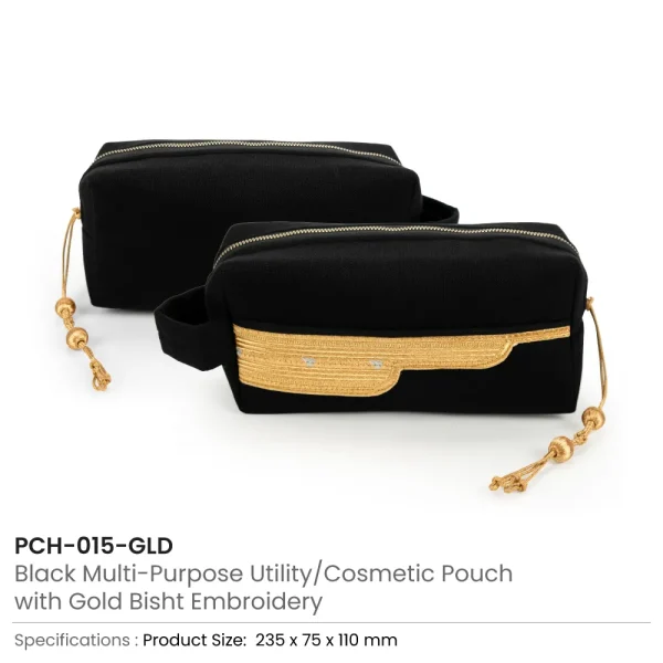 Bisht Design Black Utility/Cosmetic Pouch