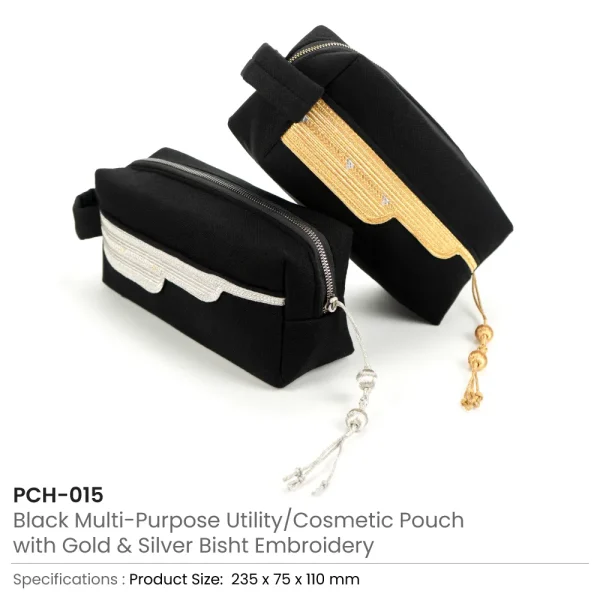 Bisht Design Black Utility/Cosmetic Pouch