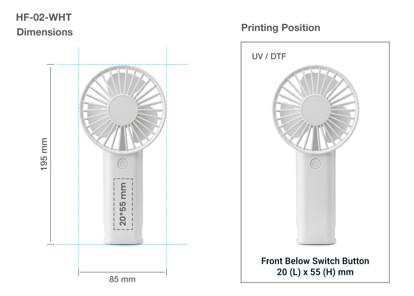 Portable Rechargeable Mini Fan Printing Details