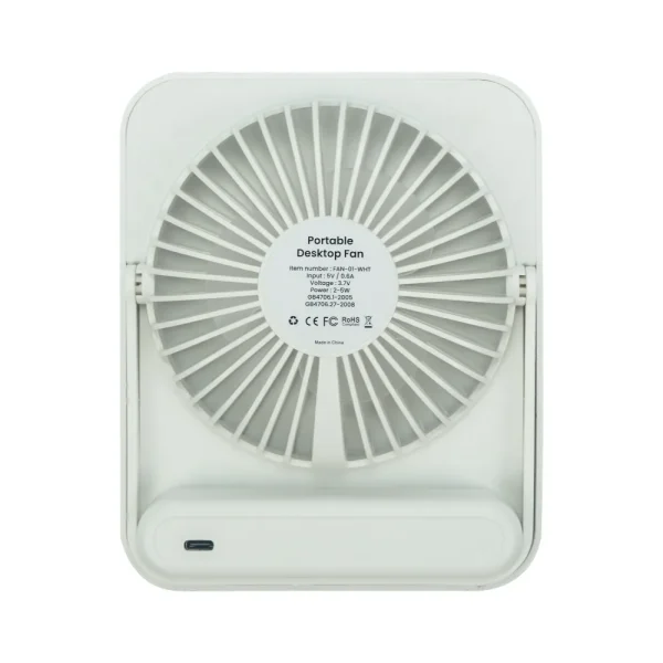Rechargeable Table-Top Fan Back View