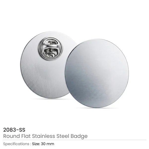 Round Flat Metal Badges Stainless Steel