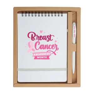 Antibacterial Gift Sets with Notepad and Pen and Breast Cancer Awareness Logo