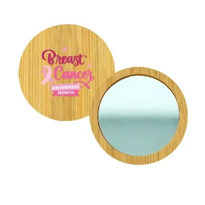 Bamboo Pocket Mirrors Breast Cancer Awareness Logo