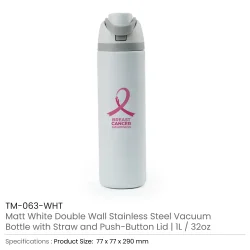 Breast Cancer Awareness SS Bottles with Straw Details