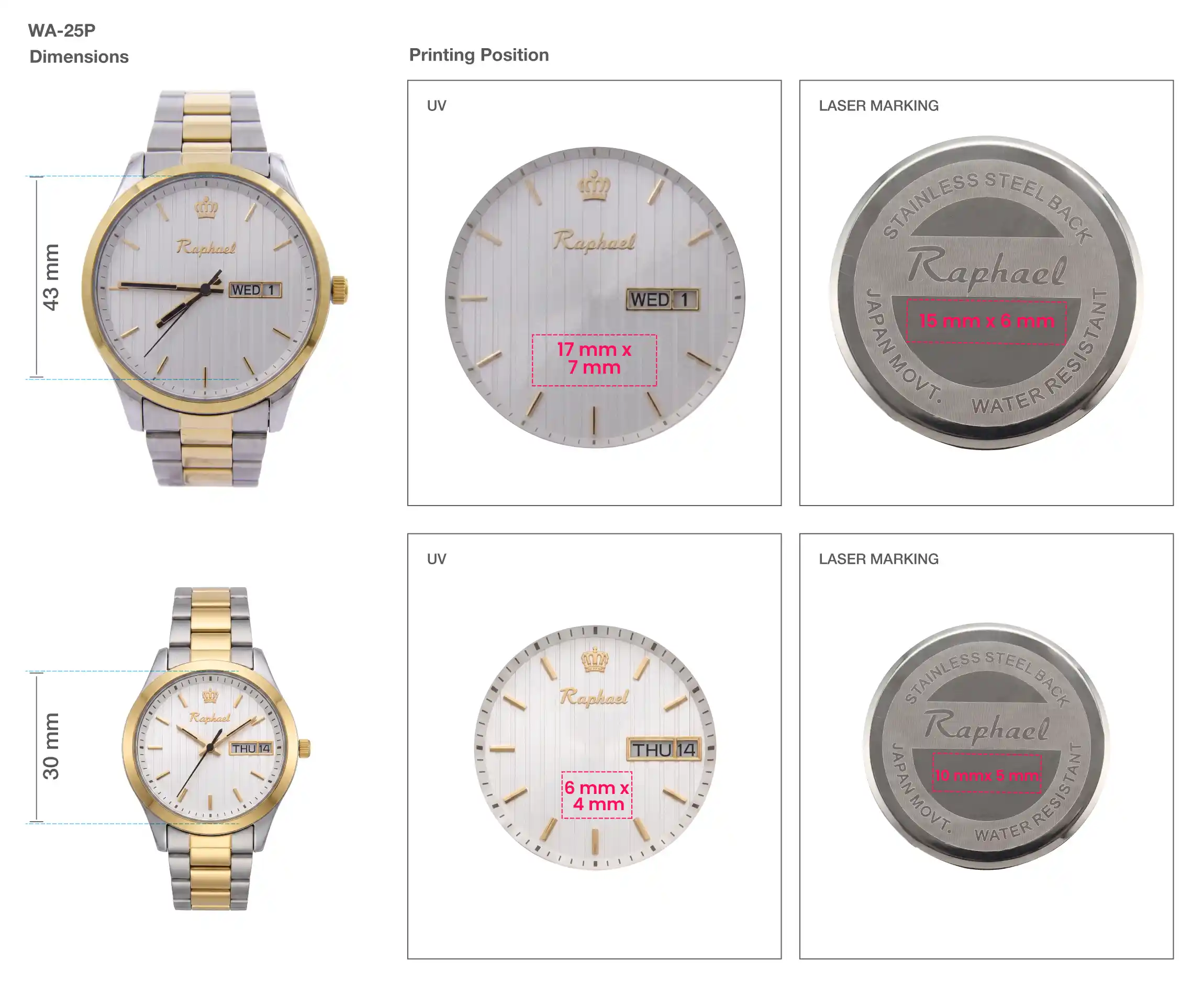 Couple Wrist Watches Printing Details