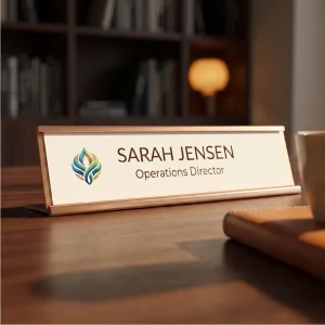 Aluminum Desk Sign Holder Rose Gold Sample View