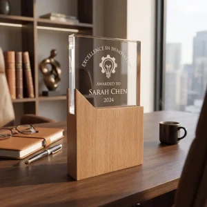 Engraved Wood and Crystal Awards