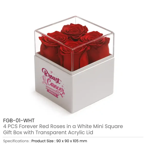 Forever Roses Gift Box with Breast Cancer Awareness Logo Details