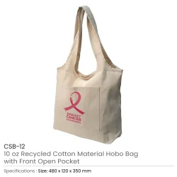 Hobo Bags with Breast Cancer Awareness Logo Details