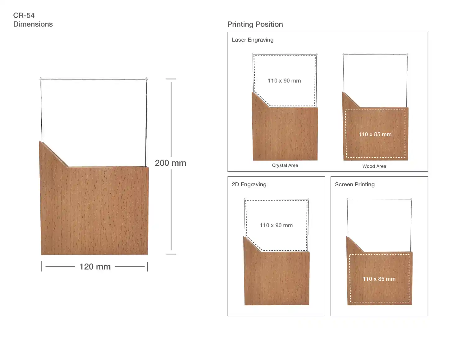 Rectangle-Shaped Wood and Crystal Awards Printing Details Rectangle-Shaped Wood and Crystal Awards Printing Details