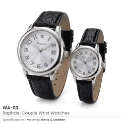 Couple Wrist Watches with Leather Strap - Image 3