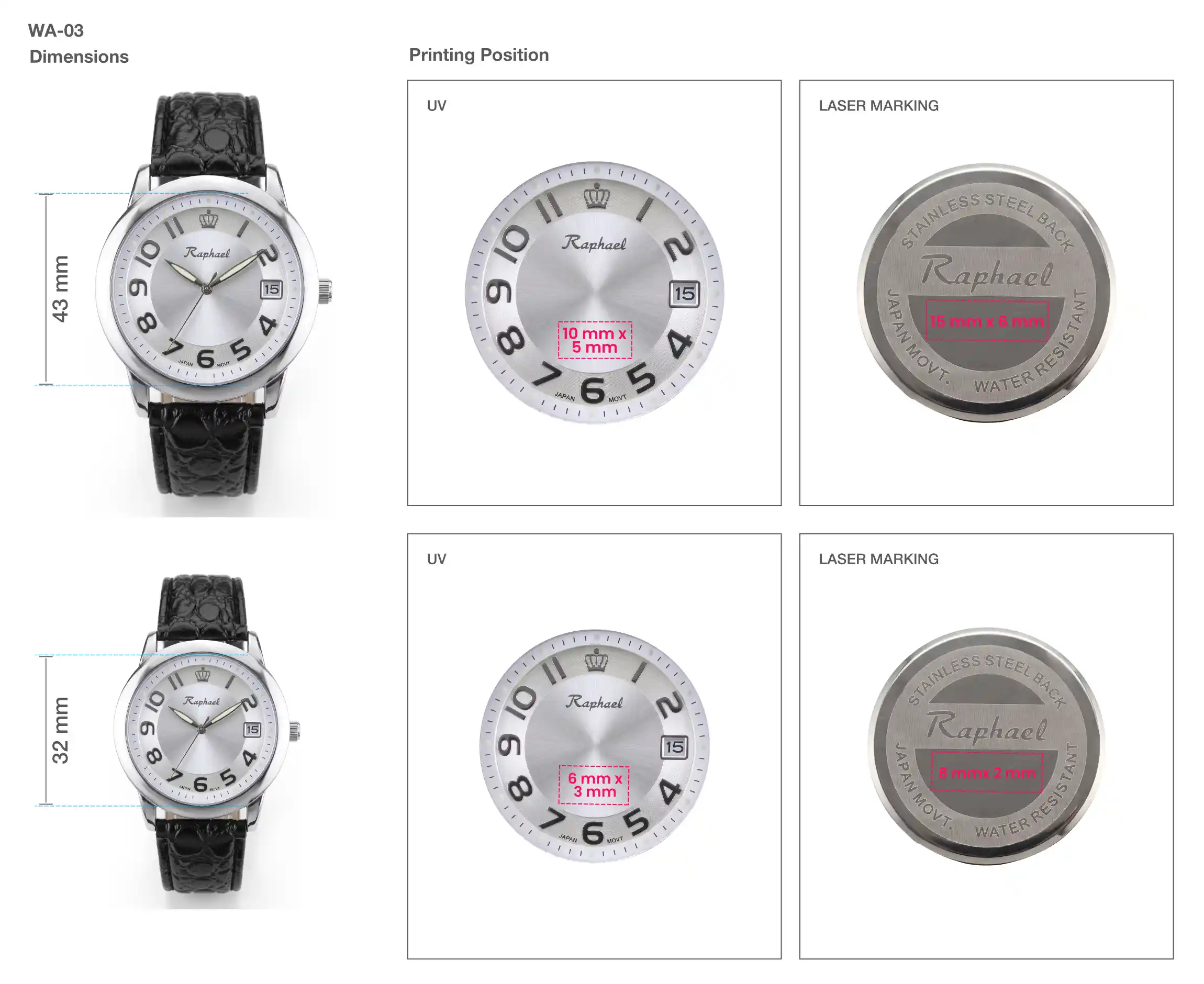 Couple Wrist Watches with Leather Strap Printing Details