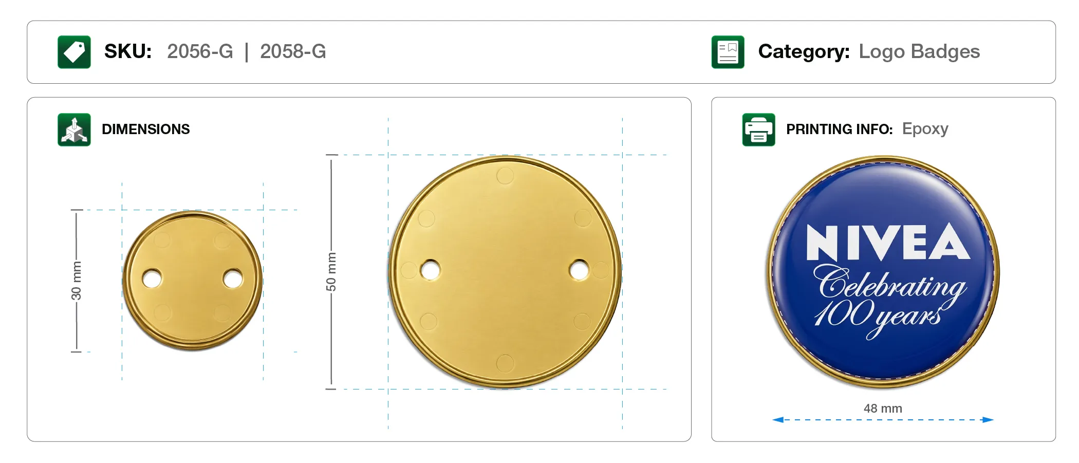 PVC Injected Logo Badges in Round Shape Printing Details
