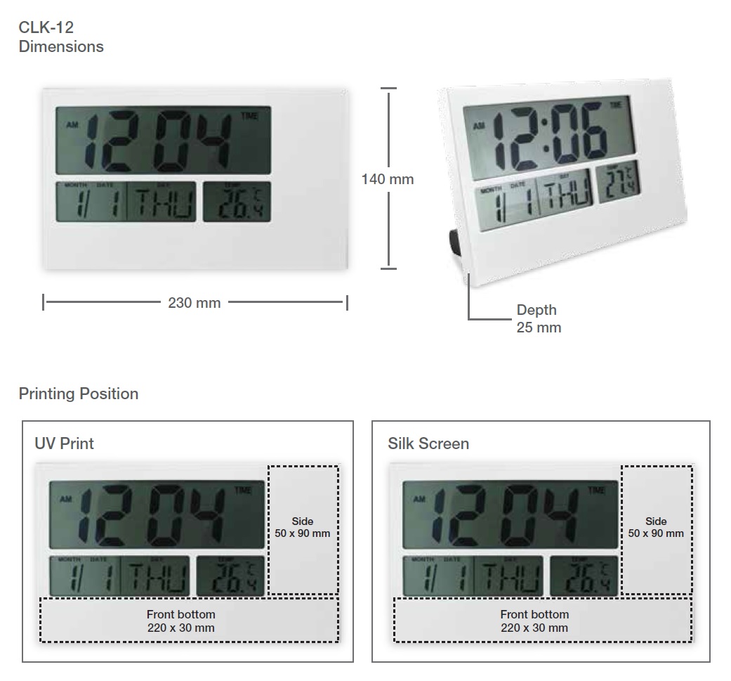 Table Clock Printing Details